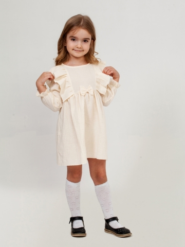 Купить 321-СЛ. Платье из муслина детское, хлопок 100% сливочный, р. 98,104,110,116 в Новочеркасске