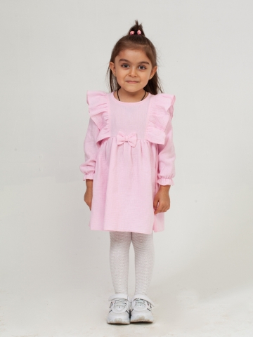 Купить 321-Р. Платье из муслина детское, хлопок 100% розовый, р. 98,104,110,116 в Новочеркасске